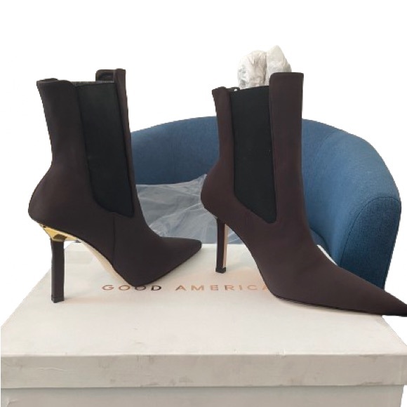 🧨Last chance🧨Good American Kickstand Neoprene Chocolate Brown Booties 10.5 10 - Picture 3 of 4